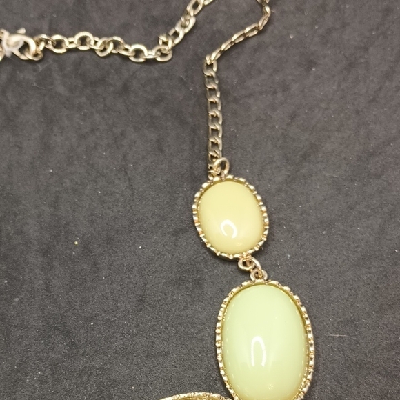 J. Crew Green and Gold Statement Necklace with Textured Stones - Picture 5 of 5